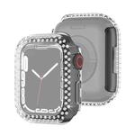 Electroplating PC Double Rows Diamond Protective Case For Apple Watch Series 9 / 8 / 7 41mm(Transparent)