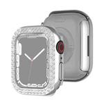 Electroplating PC Double Rows Diamond Protective Case For Apple Watch Series 9 / 8 / 7 41mm(Silver)