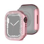Electroplating PC Double Rows Diamond Protective Case For Apple Watch Series 9 / 8 / 7 45mm(Rose Pink)