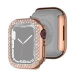 Electroplating PC Double Rows Diamond Protective Case For Apple Watch Series 9 / 8 / 7 45mm(Rose Gold)