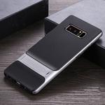 For Galaxy Note8 Plaid Texture Non-slip TPU + PC Case with Holder(Space Silver)