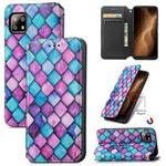 For Sharp Aquos Sense 6 Colorful Magnetic Horizontal Flip Leather Phone Case with Holder & Card Slot & Wallet(Purple Scales)