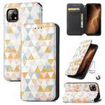 For Sharp Aquos Sense 6 Colorful Magnetic Horizontal Flip Leather Phone Case with Holder & Card Slot & Wallet(Rhombus)