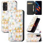 For Tecno Pova 2 Colorful Magnetic Horizontal Flip Leather Phone Case with Holder & Card Slot & Wallet(Rhombus)