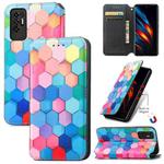 For Tecno Pova 2 Colorful Magnetic Horizontal Flip Leather Phone Case with Holder & Card Slot & Wallet(Colorful Cube)