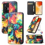 For vivo X70 Pro Colorful Magnetic Horizontal Flip Leather Phone Case with Holder & Card Slot & Wallet(Colorful Cloud)