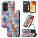 For vivo X70 Pro Colorful Magnetic Horizontal Flip Leather Phone Case with Holder & Card Slot & Wallet(Rhombus Mandala)