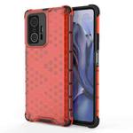 For Xiaomi Mi 11T / 11T Pro Shockproof Honeycomb PC + TPU Phone Case(Red)