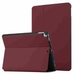For iPad 9.7 2018 & 2017 Dual-Folding Horizontal Flip Tablet Leather Case with Holder & Sleep / Wake-up Function(Wine Red)
