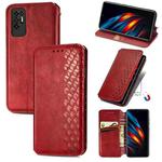 For Tecno Pova 2 Cubic Grid Pressed Horizontal Flip Magnetic Leather Phone Case with Holder & Card Slots & Wallet(Red)