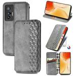 For vivo X70 Cubic Grid Pressed Horizontal Flip Magnetic Leather Phone Case with Holder & Card Slots & Wallet(Grey)