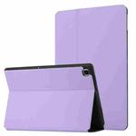 For Samsung Galaxy Tab A7 10.4 T500 Dual-Folding Horizontal Flip Tablet Leather Case with Holder & Sleep / Wake-up Function(Light Purple)