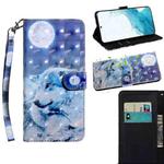 For Samaung Galaxy S22 5G 3D Painted Pattern Horizontal Flip Leather Phone Case with Holder & Lanyard(Moon Wolf)