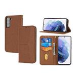 For Samaung Galaxy S22 5G Woven Texture Stitching Magnetic Horizontal Flip PU Leather Phone Case(Brown)