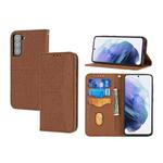 For Samaung Galaxy S22+ 5G Woven Texture Stitching Magnetic Horizontal Flip PU Leather Phone Case(Brown)