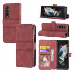 For Samsung Galaxy Z Fold3 5G Embossed Striped Magnetic Buckle PU + TPU Horizontal Flip Phone Leather Case(Red)