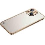 For iPhone 13 Metal Frame Frosted PC Shockproof Phone Case(Gold)