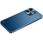 For iPhone 12 Metal Frame Frosted PC Shockproof Phone Case(Ocean Blue)