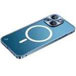 For iPhone 13 Metal Frame Frosted PC Shockproof Magsafe Case(Ocean Blue)