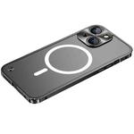 For iPhone 13 Metal Frame Frosted PC Shockproof Magsafe Case(Black)