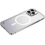 For iPhone 13 Pro Metal Frame Frosted PC Shockproof Magsafe Case (Silver)