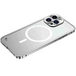 For iPhone 13 Pro Max Metal Frame Frosted PC Shockproof Magsafe Case (Silver)