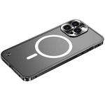 For iPhone 12 Pro Metal Frame Frosted PC Shockproof Magsafe Case(Black)