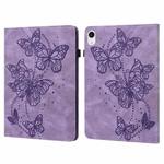 For iPad mini 6 Embossed Butterfly Pattern Horizontal Flip Leather Tablet Case(Purple)