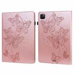 For iPad Pro 11 2022 / 2021 / Air 2020 10.9 Embossed Butterfly Leather Tablet Case(Pink)