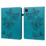 For iPad Pro 11 2022 / 2021 / Air 2020 10.9 Embossed Butterfly Leather Tablet Case(Blue)