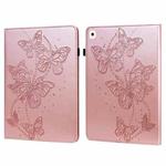 Embossed Butterfly Pattern Horizontal Flip Leather Tablet Case For iPad 10.2 (2021/2020/2019) / Air 10.5 2019(Pink)