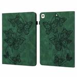 Embossed Butterfly Pattern Horizontal Flip Leather Tablet Case For iPad 10.2 (2021/2020/2019) / Air 10.5 2019(Green)