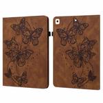 Embossed Butterfly Pattern Horizontal Flip Leather Tablet Case For iPad 10.2 (2021/2020/2019) / Air 10.5 2019(Brown)