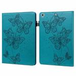 Embossed Butterfly Pattern Horizontal Flip Leather Tablet Case For iPad 9.7 (2018/2017) / Air 2 / Air(Blue)