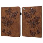 Embossed Butterfly Pattern Horizontal Flip Leather Tablet Case For iPad 9.7 (2018/2017) / Air 2 / Air(Brown)