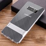 For Galaxy Note8 Carbon Fibre Texture TPU + PC Case with Holder(Space Silver)