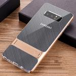 For Galaxy Note8 Carbon Fibre Texture TPU + PC Case with Holder(Gold)