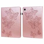 For Samsung Galaxy Tab A7 Lite T220/T225 Embossed Butterfly Pattern Horizontal Flip Leather Tablet Case(Pink)