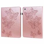For Samsung Galaxy Tab A7 10.4 (2020) T500/T505 Embossed Butterfly Pattern Horizontal Flip Leather Tablet Case(Pink)