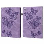 For Samsung Galaxy Tab A7 10.4 (2020) T500/T505 Embossed Butterfly Pattern Horizontal Flip Leather Tablet Case(Purple)