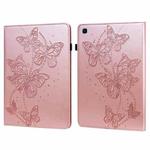 For Samsung Galaxy Tab S6 Lite P610/P615 Embossed Butterfly Pattern Horizontal Flip Leather Tablet Case(Pink)