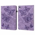 For Samsung Galaxy Tab S6 Lite P610/P615 Embossed Butterfly Pattern Horizontal Flip Leather Tablet Case(Purple)