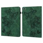 For Samsung Galaxy Tab S6 Lite P610/P615 Embossed Butterfly Pattern Horizontal Flip Leather Tablet Case(Green)