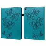 For Samsung Galaxy Tab A 8.0 (2019) T290 Embossed Butterfly Pattern Horizontal Flip Leather Tablet Case(Blue)