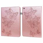 For Samsung Galaxy Tab A 10.1 (2019) T510 Embossed Butterfly Pattern Horizontal Flip Leather Tablet Case(Pink)