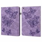 For Samsung Galaxy Tab A 10.1 (2019) T510 Embossed Butterfly Pattern Horizontal Flip Leather Tablet Case(Purple)