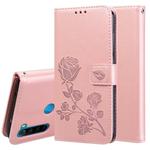 For Xiaomi Redmi Note 8 Rose Embossed Horizontal Flip PU Leather Case, with Holder & Card Slots & Wallet(Rose Gold)
