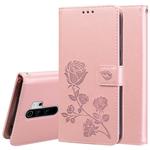 For Xiaomi Redmi Note 8 Pro Rose Embossed Horizontal Flip PU Leather Case, with Holder & Card Slots & Wallet(Rose Gold)