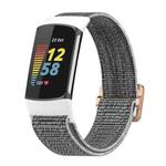 For Fitbit Charge 5 Elastic Nylon Braid Watch Band(Seashell)
