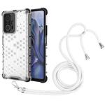 For Xiaomi Mi 11T / 11T Pro Shockproof Honeycomb PC + TPU Case with Neck Lanyard(White)